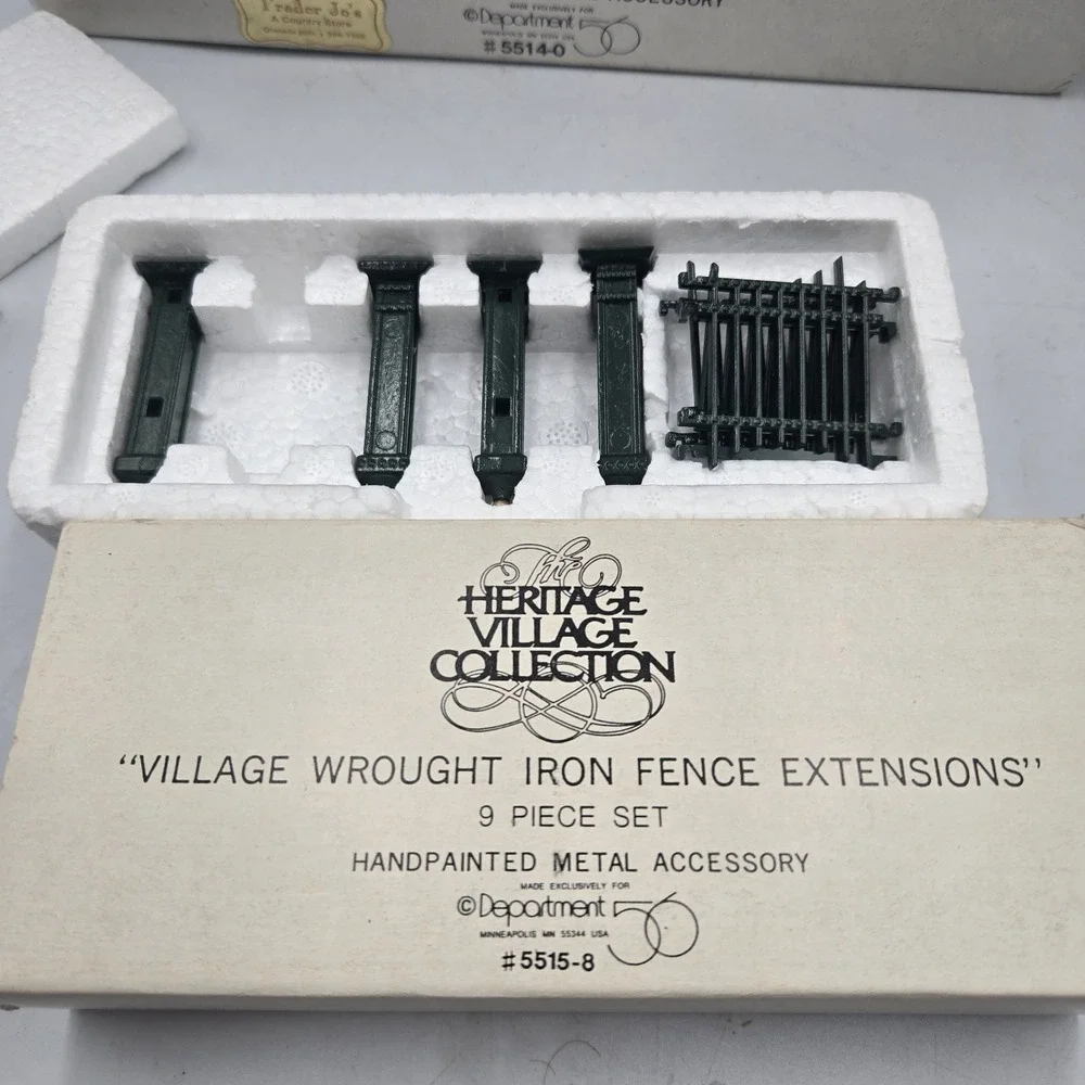 Vtg Dept 56 Mixed Lot Village Wrought Iron Gate and Fence & Estensions In Box